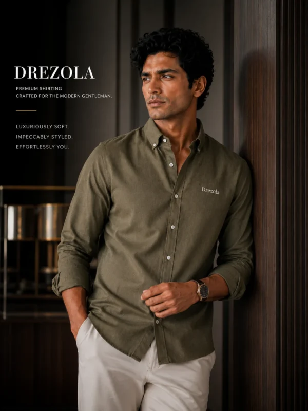 Men Olive Green casual-shirt-premium-cotton-blend-shirt-for-men-stylish-regular-fit